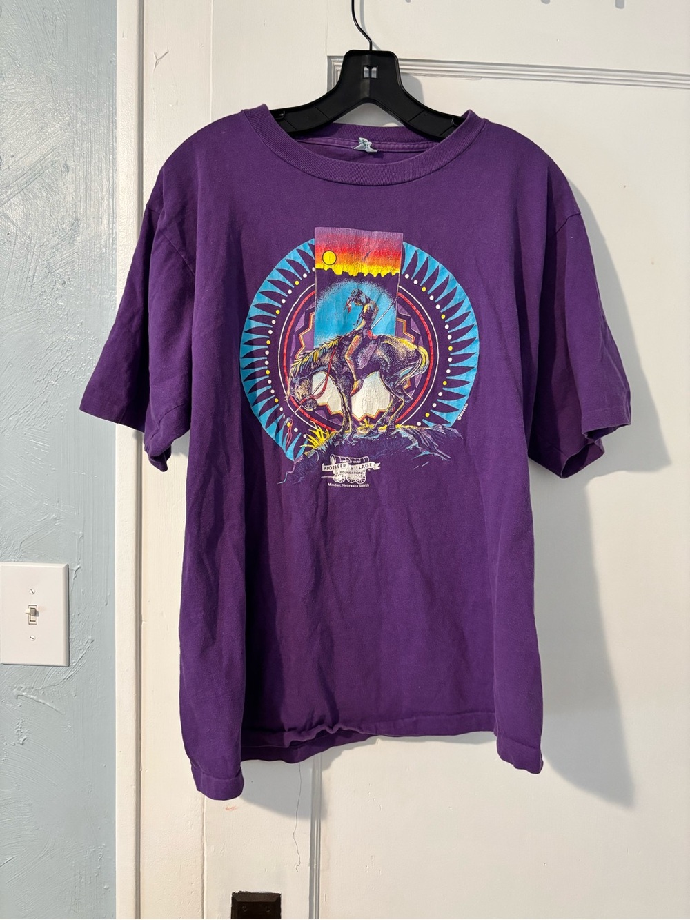 Vintage 90s Purple Native American Graphic Short-Sleeve Tee